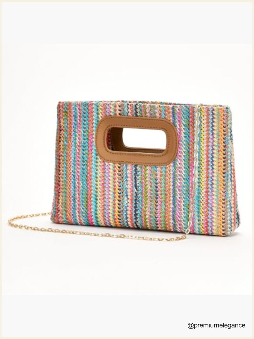 Straw Clutch Purse with Top Handle Beach Vacation Evening Bag Crossbody Clutch - Picture 4 of 7